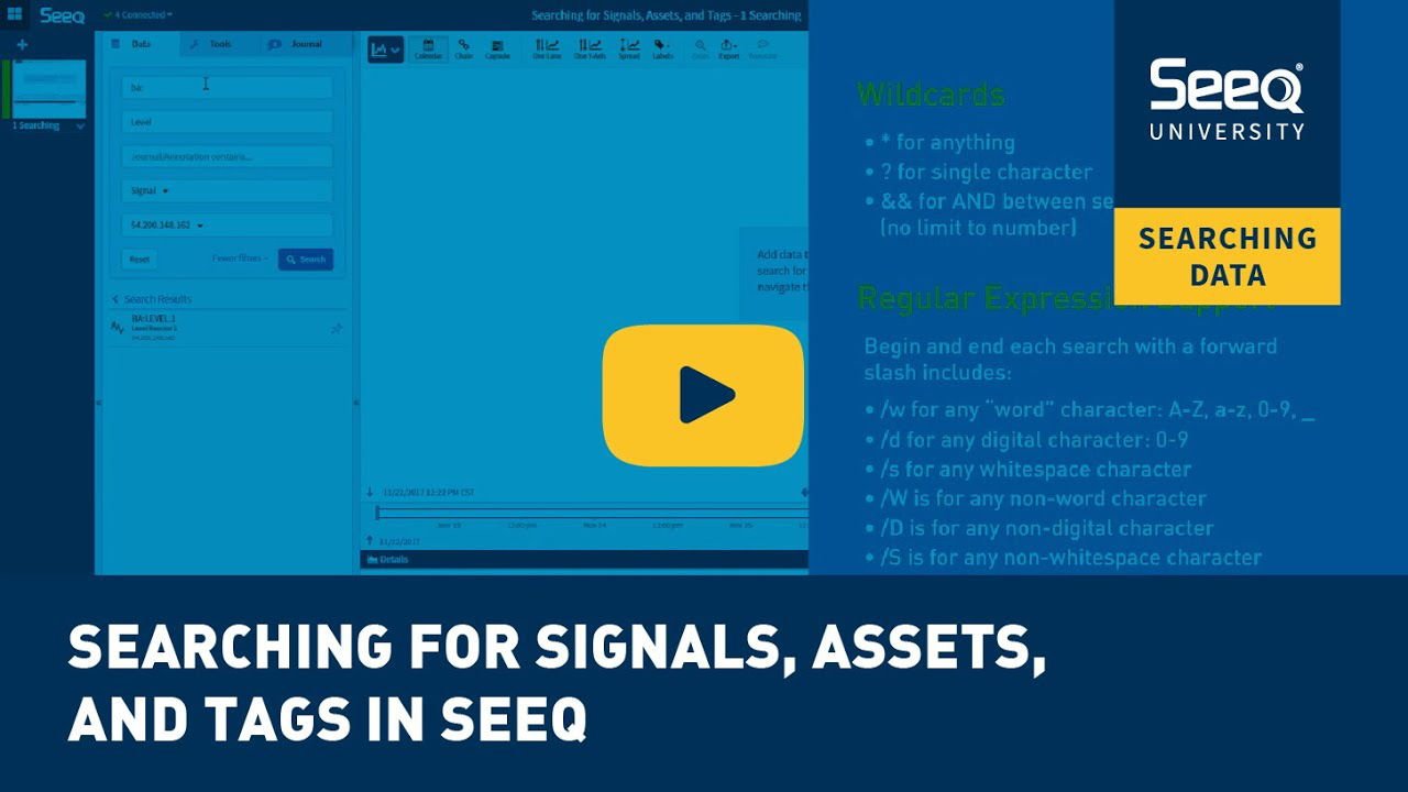 Searching for Signals, Assets, and Tags in Seeq